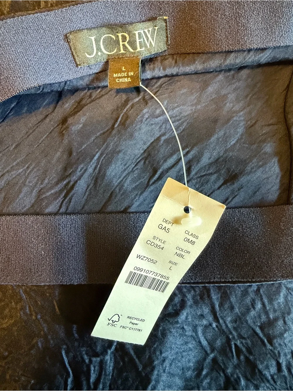 J. Crew Navy Slip Skirt with Lace-Trim Hem - Picture 2 of 6